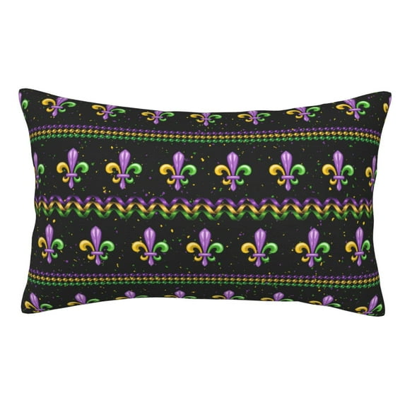 Kll Mardi Gras Fleur De Lis Pillow Covers Envelope Closure,Super Soft And Cozy Fuzzy Fleece Pillow Case Cover (Pillow core not included) 16"X24"