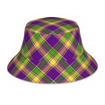 thumbnail image 1 of Kll Mardi Gras Plaid Bucket Hat For Women Men Packable Travel Beach Sun Hat Outdoor Rave Accessories Reflective Fisherman Cap, 1 of 9