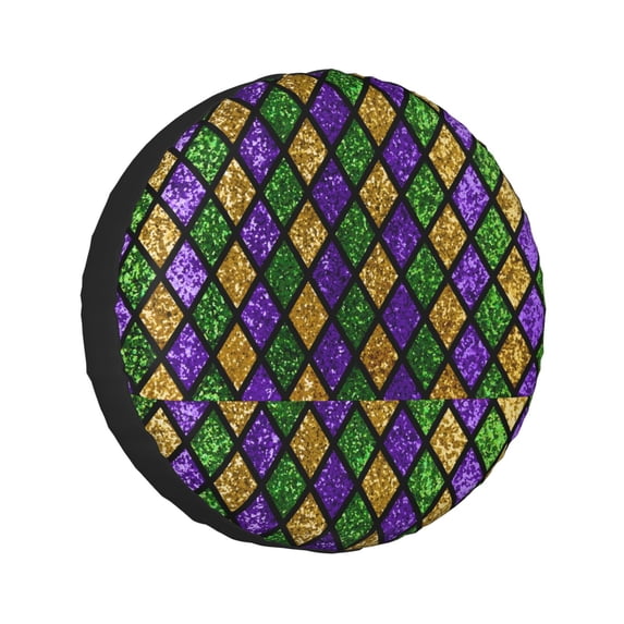 Kll Mardi Gras Shiny Green Purple Tire Cover,Universal Wheel Tire Cover For Trailer, Rv, Suv, Truck,Camper And Many Vehicle,(17 Inch)
