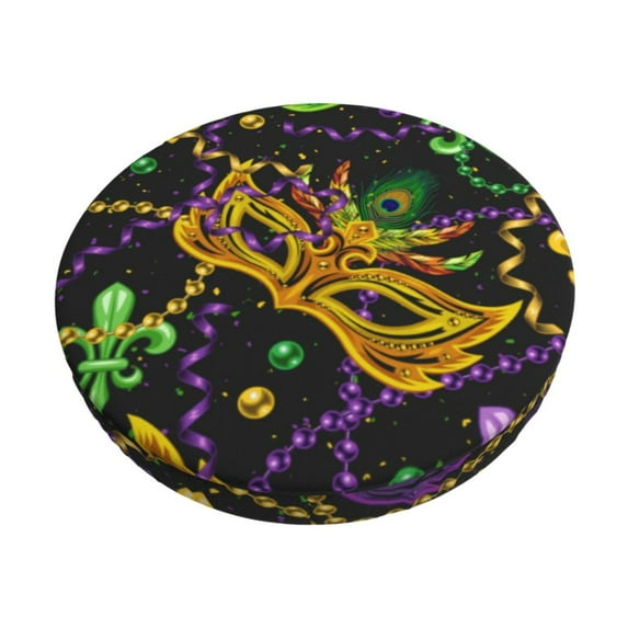 Kll Mardi Gras Surface Round Bar Chair Cushion Cover 14 Inch,Bar Stool Protector With Elastic, Soft Washable