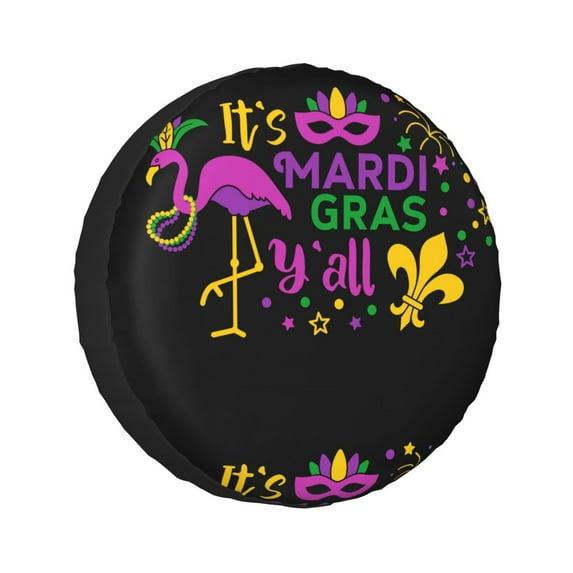 Kll Mardi Gras With Flamingo Tire Cover,Universal Wheel Tire Cover For Trailer, Rv, Suv, Truck,Camper And Many Vehicle,(16 Inch)