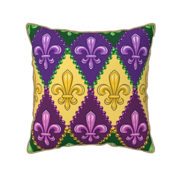 Kll Mardi Gras4 Decorative Throw Pillow Covers Velvet Soft For Couch Sofa Bedroom Living Room Outdoor -20"X20"
