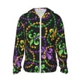 thumbnail image 1 of Kll Mardi Gras6 Print Men'S Women’s Upf 50+ Sun Protection Outdoor Hoodie Jacket Long Sleeve Fishing Hiking Performance Shirt- Small, 1 of 8