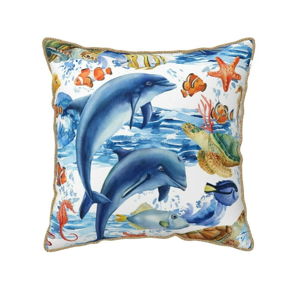 Kll Marine Animals Decorative Throw Pillow Covers Velvet Soft For Couch Sofa Bedroom Living Room Outdoor -16"X16"