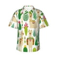 thumbnail image 1 of Kll Men'S Hawaiian Shirt Short Sleeve Button Down Beach Shirts-Alpaca And Cactus, 1 of 7