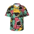 thumbnail image 1 of Kll Men'S Hawaiian Shirt Short Sleeve Button Down Beach Shirts-Angry Shark Pattern, 1 of 1