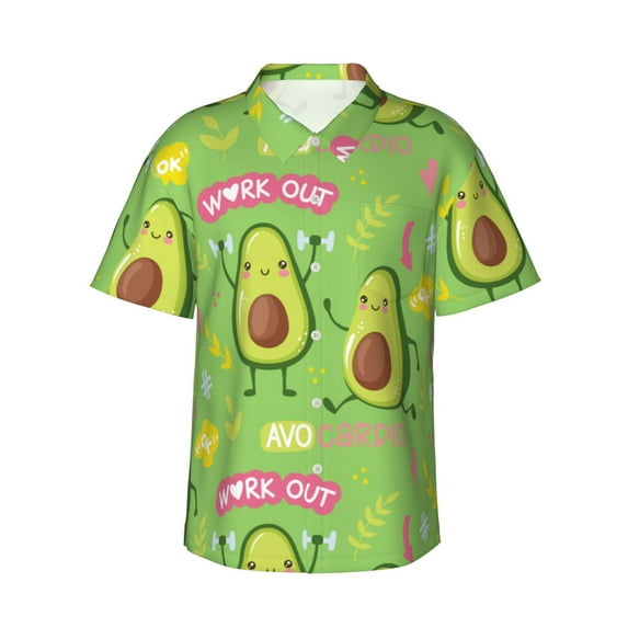 Kll Men'S Hawaiian Shirt Short Sleeve Button Down Beach Shirts-Avocado Work Out