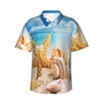 thumbnail image 1 of Kll Men'S Hawaiian Shirt Short Sleeve Button Down Beach Shirts-Beach Starfish Shell, 1 of 1
