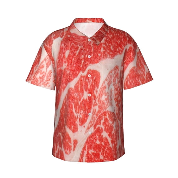 Kll Men'S Hawaiian Shirt Short Sleeve Button Down Beach Shirts-Beef Steaks