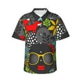 thumbnail image 1 of Kll Men'S Hawaiian Shirt Short Sleeve Button Down Beach Shirts-Black Head Woman With Fox Hair, 1 of 7