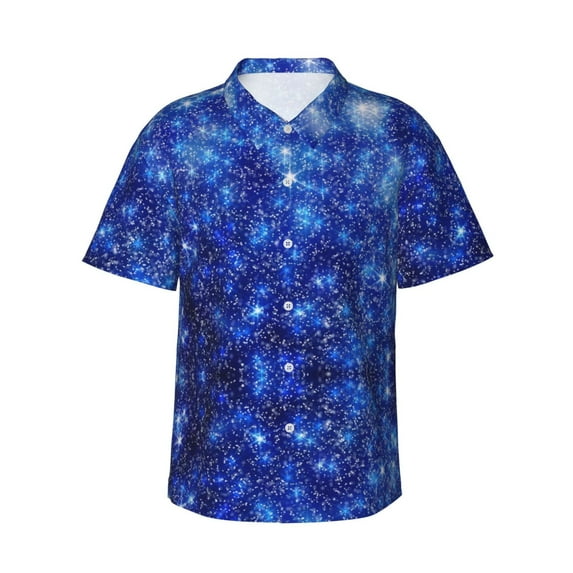 Kll Men'S Hawaiian Shirt Short Sleeve Button Down Beach Shirts-Blurred Star Snow Christmas