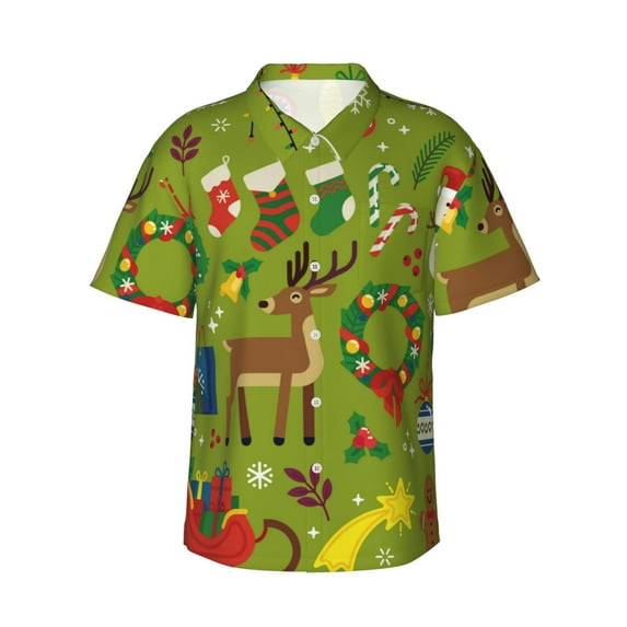 Kll Men'S Hawaiian Shirt Short Sleeve Button Down Beach Shirts-Christmas