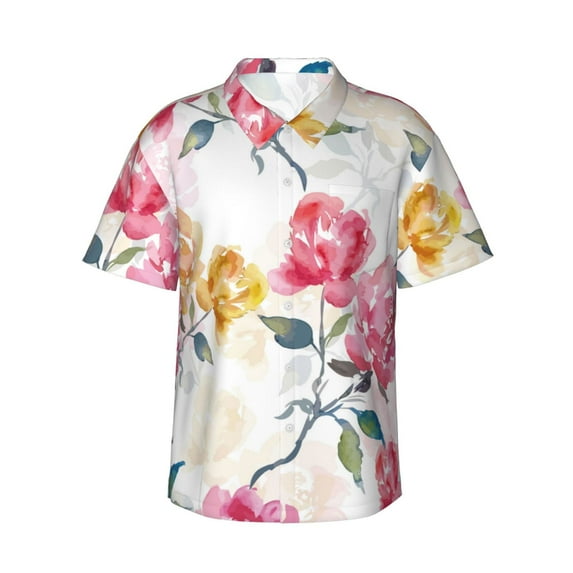Kll Men'S Hawaiian Shirt Short Sleeve Button Down Beach Shirts-Colorful Flowers