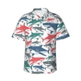 thumbnail image 1 of Kll Men'S Hawaiian Shirt Short Sleeve Button Down Beach Shirts-Colorful Shark, 1 of 7