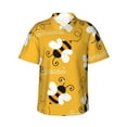 thumbnail image 1 of Kll Men'S Hawaiian Shirt Short Sleeve Button Down Beach Shirts-Cute Bee Butterfly Yelllow, 1 of 7