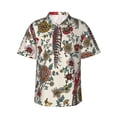 thumbnail image 1 of Kll Men'S Hawaiian Shirt Short Sleeve Button Down Beach Shirts-Dark Enchanted Flowers And Birds, 1 of 7