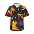 thumbnail image 1 of Kll Men'S Hawaiian Shirt Short Sleeve Button Down Beach Shirts-Dinosaurs In Space, 1 of 8