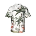thumbnail image 1 of Kll Men'S Hawaiian Shirt Short Sleeve Button Down Beach Shirts-Flamingo Palm Trees, 1 of 8