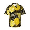 thumbnail image 1 of Kll Men'S Hawaiian Shirt Short Sleeve Button Down Beach Shirts-Geometric Pattern With Bee, 1 of 8