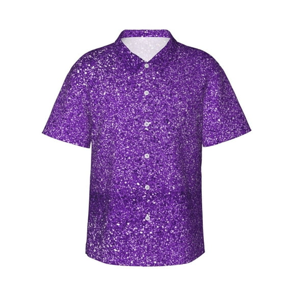Kll Men'S Hawaiian Shirt Short Sleeve Button Down Beach Shirts-Glitter Purple