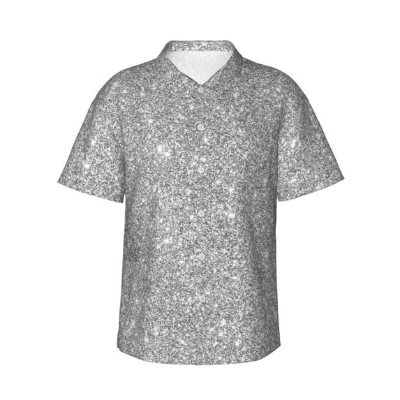Kll Men'S Hawaiian Shirt Short Sleeve Button Down Beach Shirts-Glittersilver