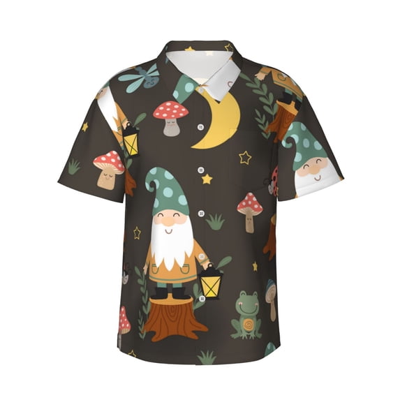 Kll Men'S Hawaiian Shirt Short Sleeve Button Down Beach Shirts-Gnome Insect Frog