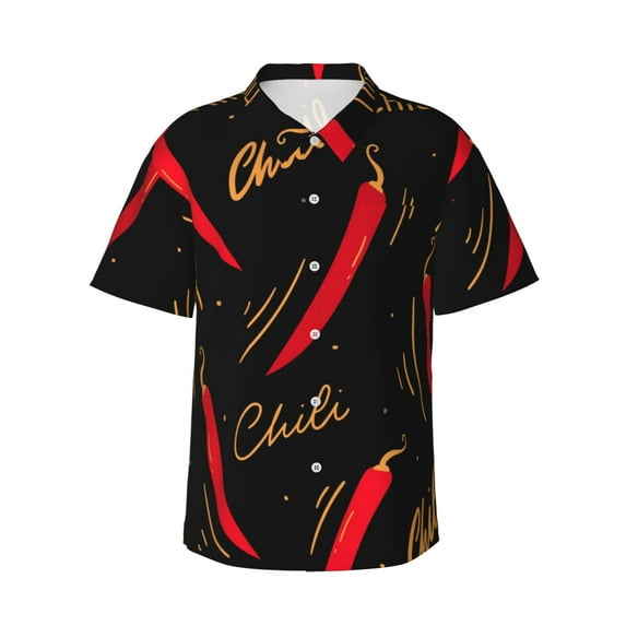 Kll Men'S Hawaiian Shirt Short Sleeve Button Down Beach Shirts-Hot Chili
