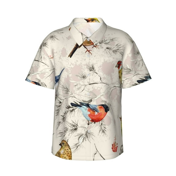 Kll Men'S Hawaiian Shirt Short Sleeve Button Down Beach Shirts-Little Birds