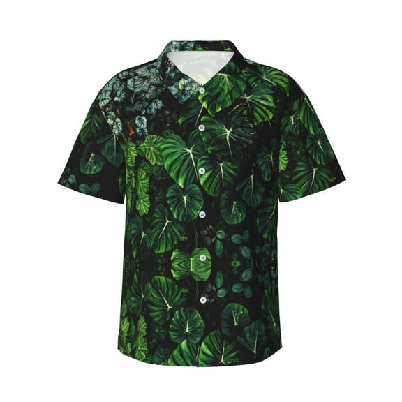 Kll Men'S Hawaiian Shirt Short Sleeve Button Down Beach Shirts-Lush Foliage Green Plant