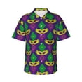 thumbnail image 1 of Kll Men'S Hawaiian Shirt Short Sleeve Button Down Beach Shirts-Mardi Gras Carnival3, 1 of 8