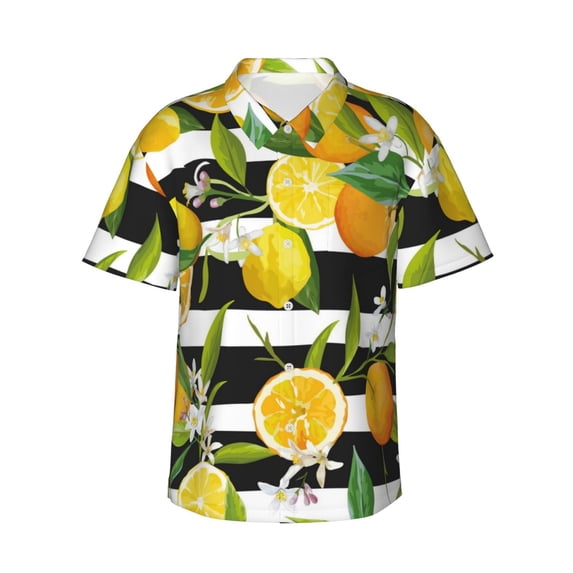 Kll Men'S Hawaiian Shirt Short Sleeve Button Down Beach Shirts-Orange And Lemon