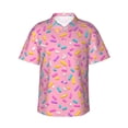 thumbnail image 1 of Kll Men'S Hawaiian Shirt Short Sleeve Button Down Beach Shirts-Pink Donut, 1 of 8