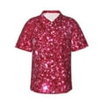 thumbnail image 1 of Kll Men'S Hawaiian Shirt Short Sleeve Button Down Beach Shirts-Pink Glitter, 1 of 1