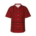 thumbnail image 1 of Kll Men'S Hawaiian Shirt Short Sleeve Button Down Beach Shirts-Red Black Houndstooth, 1 of 7