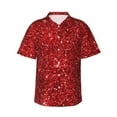 thumbnail image 1 of Kll Men'S Hawaiian Shirt Short Sleeve Button Down Beach Shirts-Red Glitter, 1 of 7