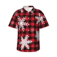 thumbnail image 1 of Kll Men'S Hawaiian Shirt Short Sleeve Button Down Beach Shirts-Snowflakes On A Buffalo Plaid Christmas, 1 of 7