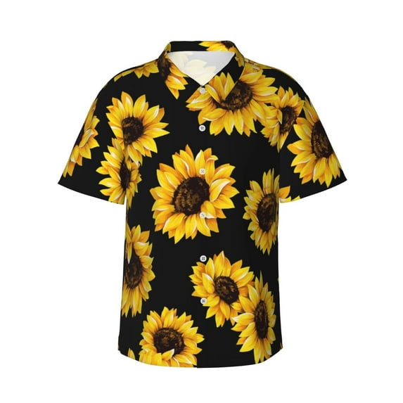 Kll Men'S Hawaiian Shirt Short Sleeve Button Down Beach Shirts-Sunflower