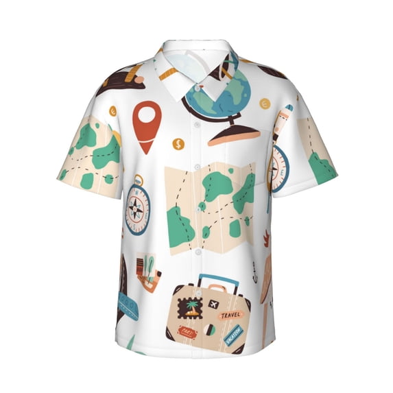 Kll Men'S Hawaiian Shirt Short Sleeve Button Down Beach Shirts-Travel1