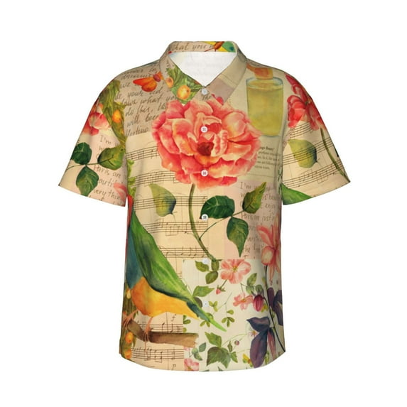 Kll Men'S Hawaiian Shirt Short Sleeve Button Down Beach Shirts-Vintage Bird