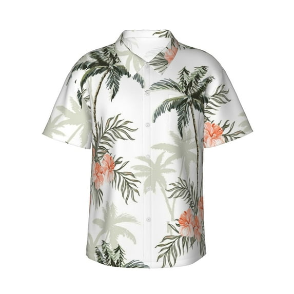 Kll Men'S Hawaiian Shirt Short Sleeve Button Down Beach Shirts-Vintage Palm Trees