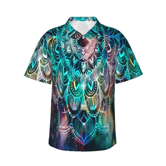 Kll Men'S Hawaiian Shirt Short Sleeve Button Down Beach Shirts-Watercolor Mandala