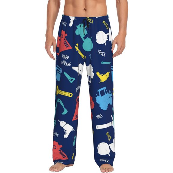 Kll Mens Pajama Pants For Men,Mens Lounge Pants,Funny Gifts For Men,Men'S Pajama Bottoms-Colorful Excavator