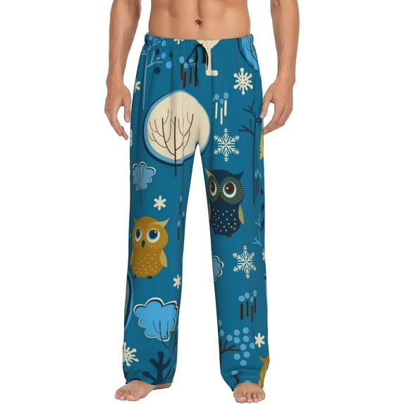 Kll Mens Pajama Pants For Men,Mens Lounge Pants,Funny Gifts For Men,Men'S Pajama Bottoms-Cute Colorful Owls And Trees