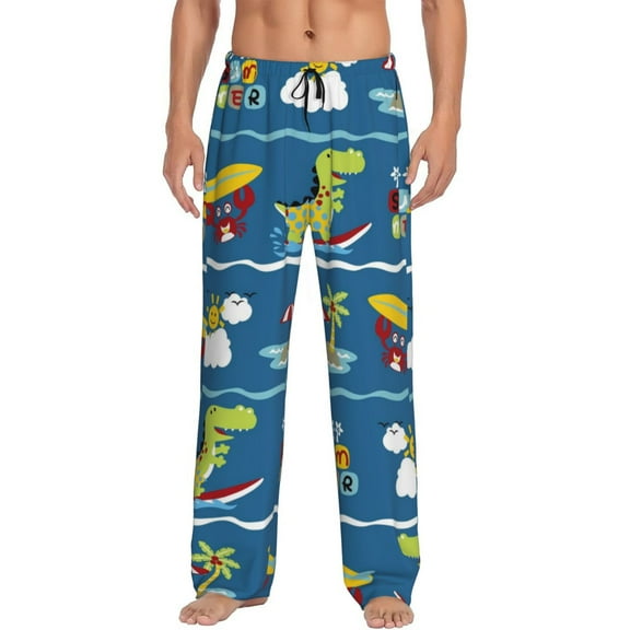Kll Mens Pajama Pants For Men,Mens Lounge Pants,Funny Gifts For Men,Men'S Pajama Bottoms-Dinosaur On The Beach Vacation