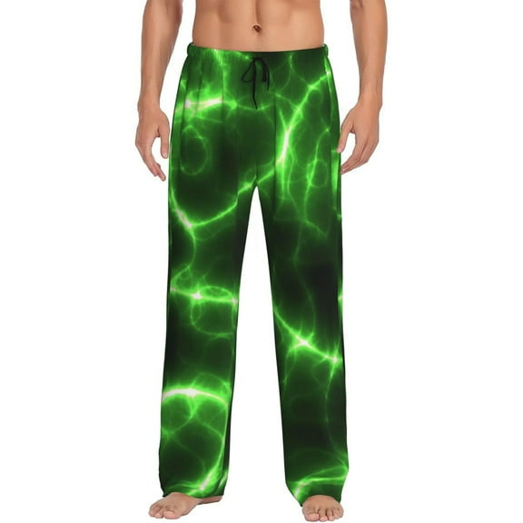 Kll Mens Pajama Pants For Men,Mens Lounge Pants,Funny Gifts For Men,Men'S Pajama Bottoms-Green Lightning