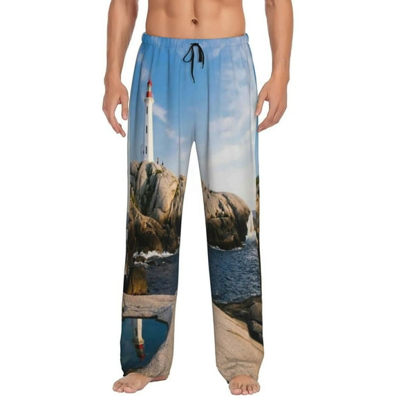 Kll Mens Pajama Pants For Men,Mens Lounge Pants,Funny Gifts For Men,Men'S Pajama Bottoms-Lighthouse