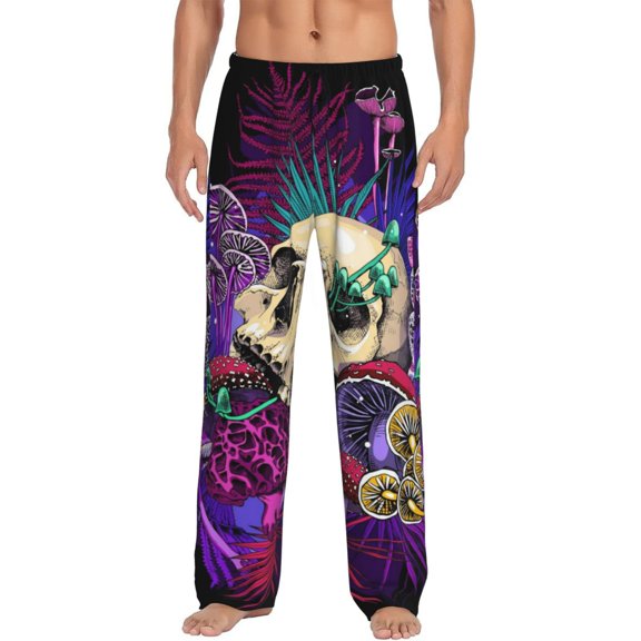 Kll Mens Pajama Pants For Men,Mens Lounge Pants,Funny Gifts For Men,Men'S Pajama Bottoms-Mushrooms And Skull