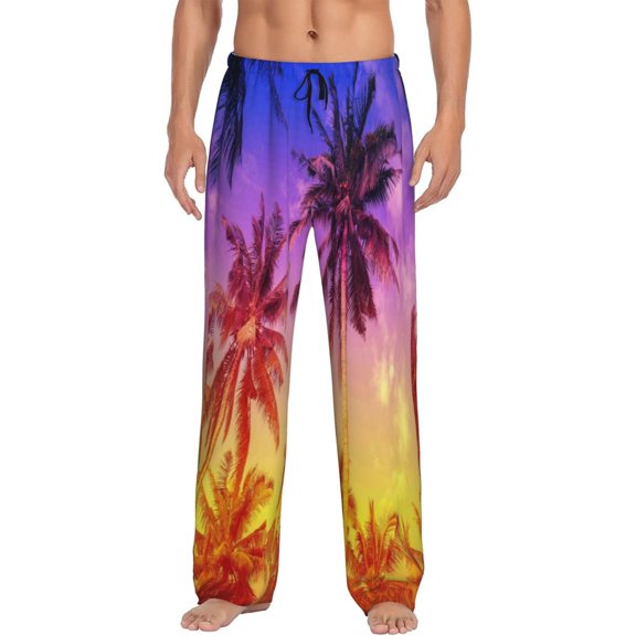 Kll Mens Pajama Pants For Men,Mens Lounge Pants,Funny Gifts For Men,Men'S Pajama Bottoms-Palm Trees At Sunset