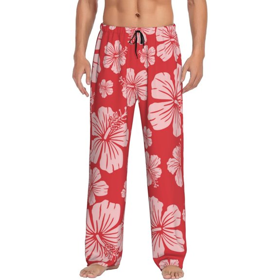 Kll Mens Pajama Pants For Men,Mens Lounge Pants,Funny Gifts For Men,Men'S Pajama Bottoms-Red Hibiscus Flower