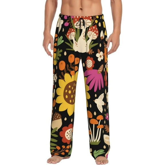 Kll Mens Pajama Pants For Men,Mens Lounge Pants,Funny Gifts For Men,Men'S Pajama Bottoms-Sunflowers Mushrooms